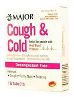 MAJOR COUGH & COLD TABS HIGH BLOOD PRSR CHLORPHENIRAMINE MALEATE-4 MG Red 16 TABLETS UPC 309045817445 by Major Pharmaceuticals