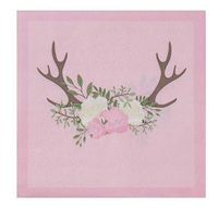 Cocktail Napkins - 150-Pack Luncheon Napkins, Disposable Paper Napkins, Bridal and Baby Shower Party Supplies, 2-Ply, Floral Deer Design, Unfolded 13 x 13 Inches, Folded 6.5 x 6.5 Inches