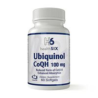 Health SiX Ubiquinol CoQH | Natural Pharmaceutical Grade CoQ10 | 100 Mg | 60 Softgels
