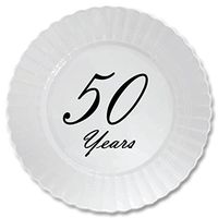 50 Years Classy Black Plastic Dessert Plate (8 CT) by Partypro