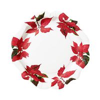 Talking Tables Botanical Poinsettia Design Disposable Plate 11" for Christmas Parties and Dinners, Red and White (12 Pack)
