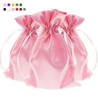 Knitial 5" x 8" Light Pink Satin Gift Bags, Jewelry Bags, Wedding Favor Drawstring Bags Baby Shower Christmas Gift Bags 50 per Pack