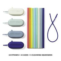 GIR: Get It Right | Collapsible Reusable Straws with case + Cleaning Squeegee for hot and Cold Drinks |, Rainbow, 10-Pack, 10 Count