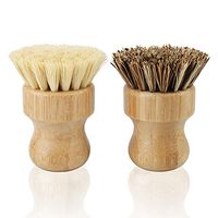 2 Pack Bamboo Dish Scrub Brush, Picowe Natural Scrub Cleaning Brush Vegetable Brush for Dishes Cast Iron Pots Pans, Used in Bathroom Kitchen Sink Household Cleaning