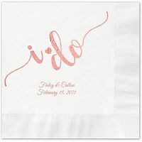 Canopy Street I do Calligraphy Personalized Luncheon Napkins - 100 White Paper Coined Napkins with a Choice of foil. 6 1/2'' x 6 1/2'' Folded, Made in The USA