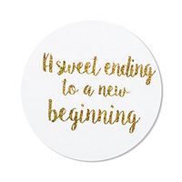 80-2” a Sweet Ending to a New Beginning Stickers, Wedding Favor Stickers Labels