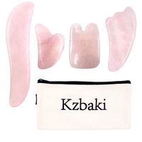 Kzbaki Gua Sha Scraping Massage Tools,4pcs Handmade Rose Quartz/Green Aventurine GuaSha Stone Board for SPA Acupuncture Therapy Trigger Point Treatment (Rose Quartz)
