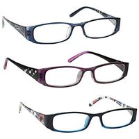 The Reading Glasses Company Blue Purple Turquoise Floral Lightweight Readers Value 3 Pack Womens Ladies RRR74-35W +1.75