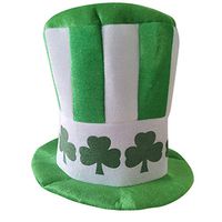 sakd St. Patrick's Day Shamrock Top Hat Three Leaf Clover Ireland Irish Day Cap Velvet Fashionable Carnival Party Favor Performance Costume Decor