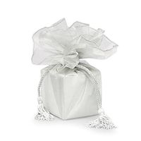 10ea - 28" SLV/SLV Sheer Organza Fabric Wrap with Silver Tassel
