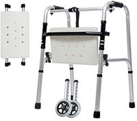 HEA GH Foldable Walker for Seniors, Adults Front Wheel Walker, Standard Walker with 2 Wheels, Lightweight Walking Frame, RollingWalker with Seat and Drainage Holes Can Be Used As Shower Chair Seat