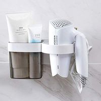 Muti-Function Plastic Hair Dryer Rack Wall Mounted Creative Detachable Hair Dryer Holders Adhesive Bathroom Hair Care & Styling Tool Organizer Stand with Plug Storage