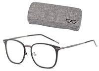 WODISON Anti-Radiation Glasses Square Men Women Anti Eye Fatigue Computer Gaming Reading Eyeglasses Flat Mirror Lens with Box