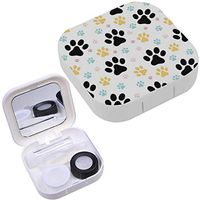 Portable Contact Lens Case Box Travel Kit Mirror + Bottle + Tweezers Container Holder [ Dog Paw Print ]