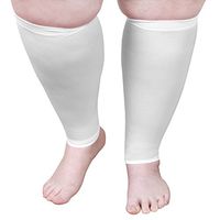 Unisex Adult Extra Wide Moderate Compression Calf Sleeves, Regular Height (Over 5'7") - White