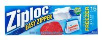 Ziploc Slider Bag Freezer, Quart, 15-Count  (Pack of 12)