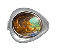 Dragon and Princess Sitting in A Cave Custom Silver Oval Pill Box Pocket Purse Pill Case Medical Tablet Holder Weekly Pill Organizer Decoration Box Wallet