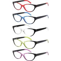 5 Pack Ladies Cat Eye Spring Hinge Reading Glasses Floral Patterns Printed Colorful Readers for Women (5 Pack Mix Color, 3.50)