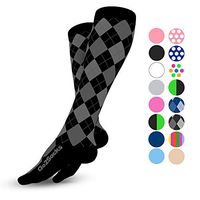 Go2Socks Compression Socks for Men Women Nurses Runners 20-30 mmHg Medical Stocking Athletic (BlackArgyle, S)