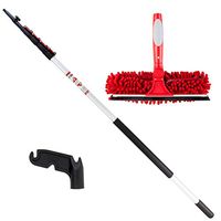 5-15 Foot Extension Pole for Cleaning Windows with Squeegee & Microfiber Window Washer Cleaner Attachment - Light Weight Retractable Extension Pole- Includes Hanging Utility Hook Attachment