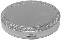 Silver Border Print with Mirror Oval Pocket Purse Portable Travel Pill Box & Medicine Organizer (2 Compartments)