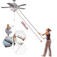 Microfiber Duster with Extension Pole(Stainless Steel) 30 to 100'', with Bendable Head, Extendable Long Duster for Cleaning Ceiling Fan, High Ceiling, Keyboard, Furniture Cars