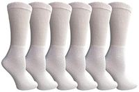 Yacht & Smith Men and Women Value Pack of Ring Spun Cotton Crew Diabetic, Nephropathy Socks (9-11, 6 Pairs White)