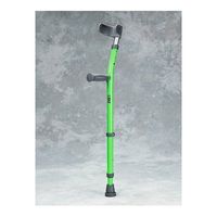 Pediatric Forearm Crutches, 1 Pair with open half cuff. Epoxy-coated, height adjustable grip to floor 17-23 inches and grip to top of cuff 6-7 inches. Send an Amazon email with your color selection.