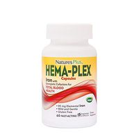 NaturesPlus Hema-Plex Capsules - 85 mg Elemental Iron, 60 Vegetarian Capsules -Fast Acting Supplement for Total Blood Health - Gluten-Free - 30 Servings