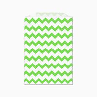 Green Horizontal Stripes on White Middy Bitty Flat Paper Bags 5 X 7 1/2 Inches Set of 25 Bags, Made in USA