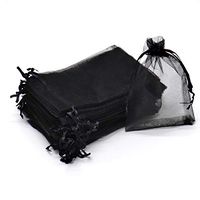 Dealglad 100pcs Drawstring Organza Jewelry Candy Pouch Party Wedding Favor Gift Bags (4x6, Black)