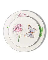 Butterfly Party Plates - Disposable Plastic Dinnerware Party Supplies - Real China Look - Hard and Reusable (12 Piece Pack - Ivory - 7 Inch Round)