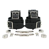 Cardiff Wrist and Ankle Cuffs Combo Ultra Soft Genuine Leather Stylish Handcuffs Leg Cuffs (Jet Black)