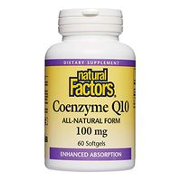 Natural Factors, Coenzyme Q10 100mg, CoQ10 Supplement for Energy, Heart and Antioxidant Support, Gluten Free, 60 softgels (60 servings)