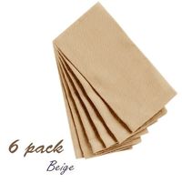 JB Linen Egyptian Cotton 600-Thread-Count 6-Piece Dinner Napkins 16" x 16" Color Beige Solid (Set Contains Half Dozen Napkins)