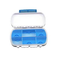 SUPVOX Pill Box Organizer Plastic Jewelry Holder 6 Compartments Pill Case for Home Travel Supplements (Blue)