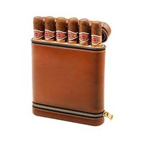 Cigar Humidor Desktop Cigar Humidor Cigar box, portable travel box cigar set moisturizing box cedar wood leather leather box with humidifier, men's gift box 6 sticks leather case, brown Wood Lined