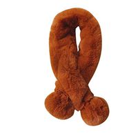Theoylos Women's Winter Scarf Faux Fur Scarf Solid Color Neck Sleeve Ladies Fleece Neck Scarf Warm Scarves Brown