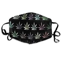 NiYoung Washable Reusable Mouth Cover Anti Dust Half Face Mouth Cover for Men Women Dustproof with Adjustable Ear Loops(Marijuana Weed Leaf Black)