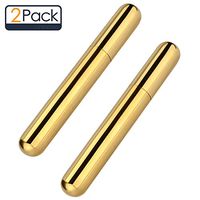 Linkidea Cigar Case, 2 Pack Stainless Steel Carrying Cigar Box, Single Cigar Tube Holder Case for Travel (Gold)