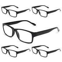 Gaoye 5-Pack Reading Glasses Blue Light Blocking,Spring Hinge Readers for Women Men Anti Glare Filter Lightweight Eyeglasses (5-Pack Light Black, 3.5)