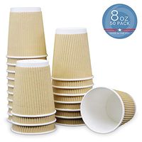 Ripple Kraft Hot Paper Cups for Coffee and Tea, 8 Ounce, 50 Pack