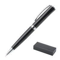 Cap-off/ Twist-action Rollerball Pen, Black Lacquer Finish, Flat Top and Silvertone Points, With Textured Hinged Gift Box, Black Ink (Twist-action)