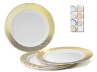 " OCCASIONS" 60 Plates Pack, Heavyweight Disposable Wedding Party Plastic Plates (7.5'' Appetizer/Dessert Plate, Diamond White & Gold)