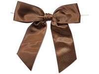Pack Of 12, 5" Solid Chocolate Pre-Tied Satin Gift Bows W/6" Twist Ties 1-1/2" Ribbon