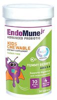 EndoMune Jr Advanced Kids Probiotic and Prebiotic | 10 Billion CFUs | 4 Strains Bacteria and FOS Prebiotic | Physician Formulated | 30 Chewable Tablets