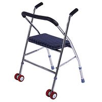 Jonigo Elderly Walker with Seat Belt Wheel Old Man Four-Legged Cane Stool Walker Walker Trolley Folding with Seated Walker (Color : Cloth)