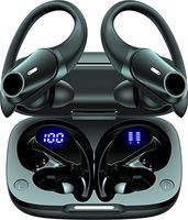 Bluetooth Headphones 5.3 Wireless Earbuds 36Hrs Playtime Wireless Charging Case Digital LED Display Over-Ear Earphones with Earhook Waterproof Headset with Mic for Sport Running Workout Black GOLREX