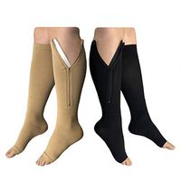 HealthyNees 2 Pairs Combo Zipper Compression Medical Grade Leg Calf Relief Swelling Circulation Support Socks (2XL)