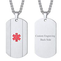 Cool Black Stripe Dog Tag Necklace Men Women Stainless Steel Customized Medical Alert Jewelry